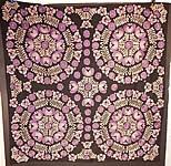 Antique Matyo Hungarian Folk Purple Embroidery Large Square Tablecloth
