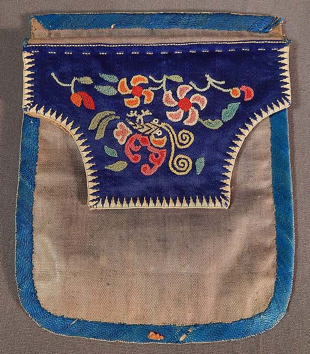 Antique Chinese Cinnabar Silk Forbidden Stitch Embroidery Pouch Purse Small Bag
The bag measures 5 1/2 by 4 1/2 inches. It is in good condition, with only some slight fade discoloration on the backing, lining. This is a wonderful one of a kind piece of antique Chinese textile art! 