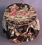 Vintage Antique Chinese Chinoiserie Chintz Print Round Sewing Bag Pouch Purse
