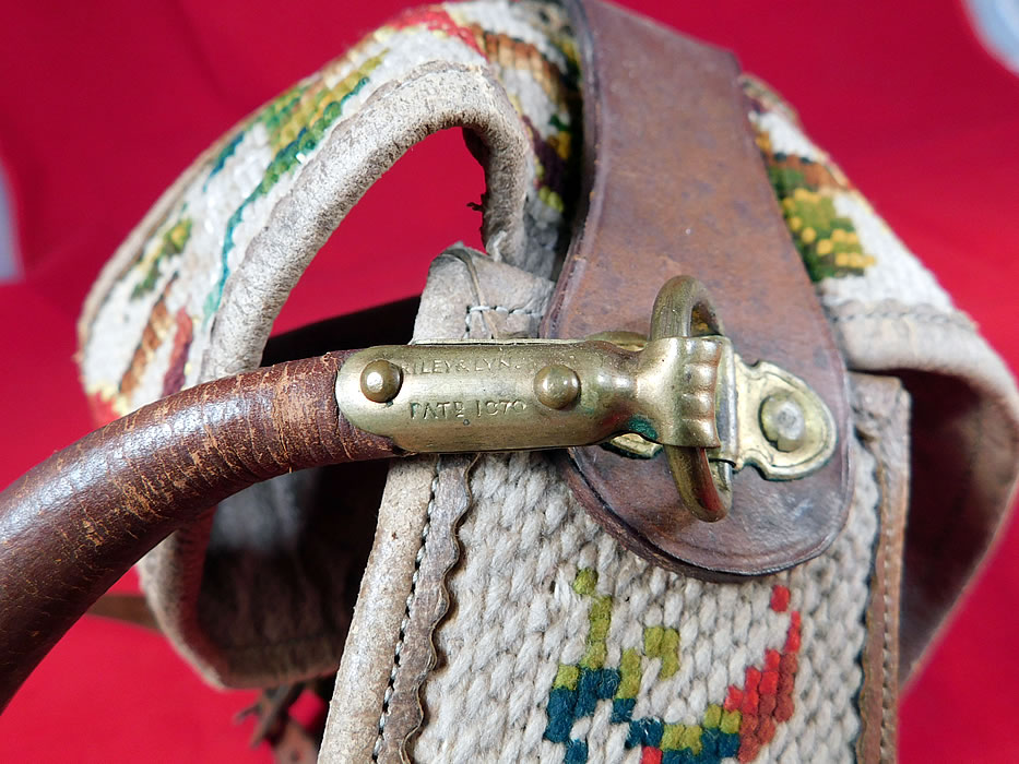 Victorian Antique Riley & Lyn Patent 1870 Needlepoint Leather Strap Bedroll
This antique Victorian era Riley & Lyn needlepoint leather strap bedroll dates from 1870.