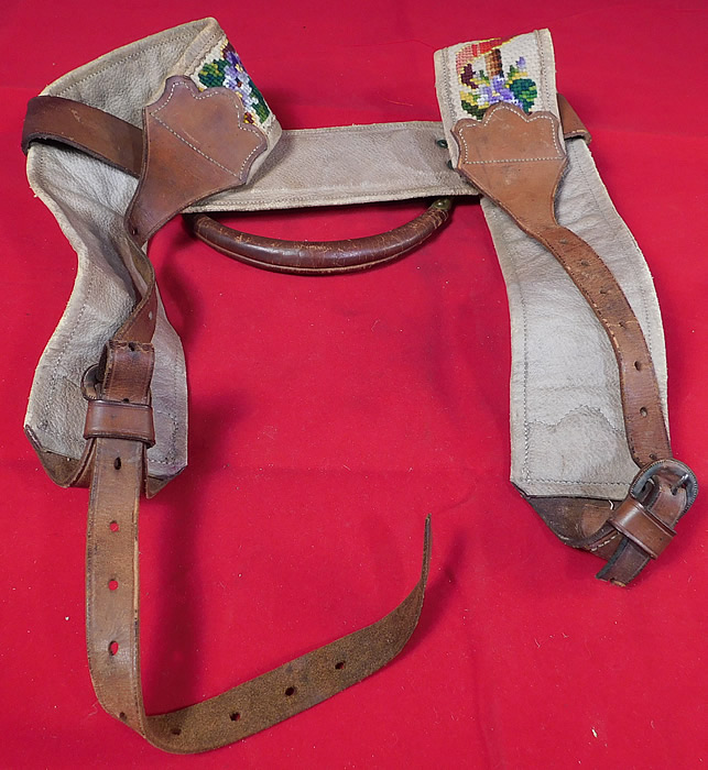 Victorian Antique Riley & Lyn Patent 1870 Needlepoint Leather Strap Bedroll
This is truly a rare and amazing piece of early Americana antique needlepoint textile art! 