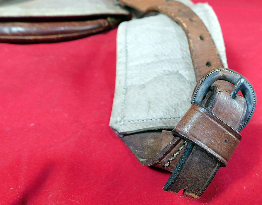Victorian Antique Riley & Lyn Patent 1870 Needlepoint Leather Strap Bedroll
It is in good as-is condition, with some wear and one leather strap is frayed missing the bottom piece (see close-up). 