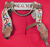 Victorian Antique Riley & Lyn Patent 1870 Needlepoint Leather Strap Bedroll
